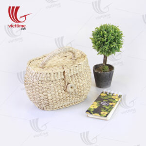 Square Straw Clutch Made From Water Hyacinth