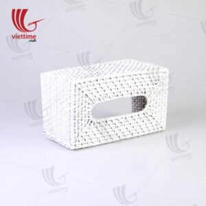 Rectangle White Rattan Tissue Napkin Box