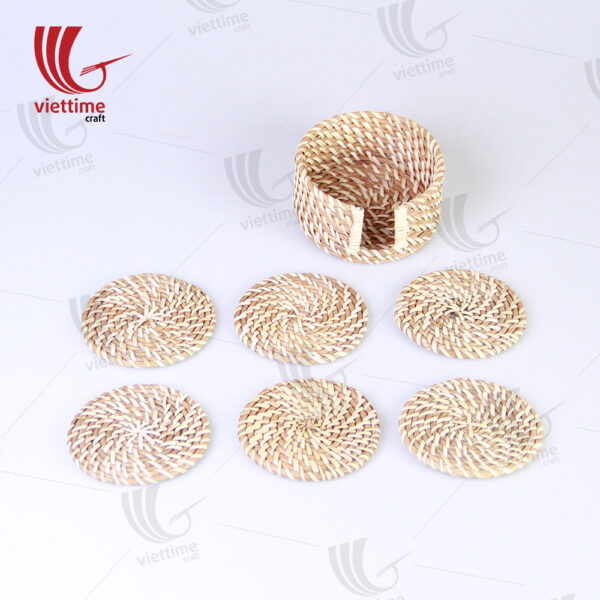 Round Brown Rattan Coaster For Table