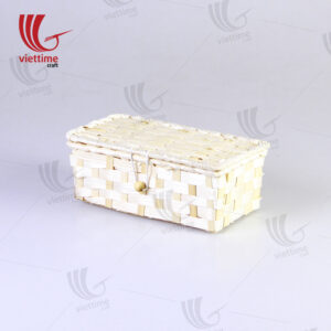 Rectangle White Weaving Bamboo Box