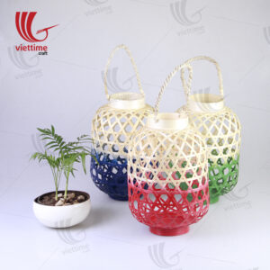 Small Weaving Bamboo Lantern In Garden Set Of 3