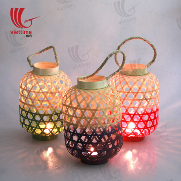 Small Weaving Bamboo Lantern In Garden Set Of 3