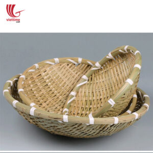 Round Weaving Bamboo Tray Set Of 3