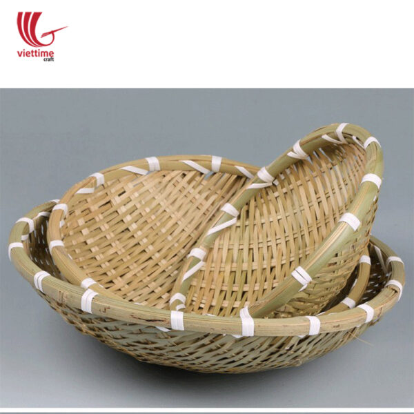 Round Weaving Bamboo Tray Set Of 3