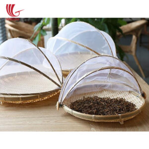 Round Bamboo Fruit Basket With Net Cover