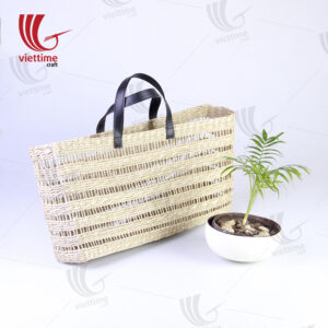 Seagrass Tote Shopping Bag With Leather Handle