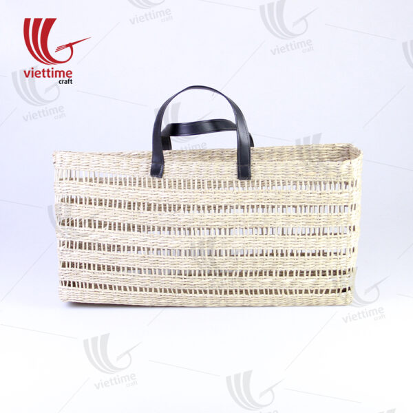 Seagrass Tote Shopping Bag With Leather Handle