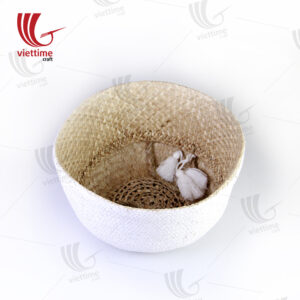 White Belly Seagrass Basket With White Tassel