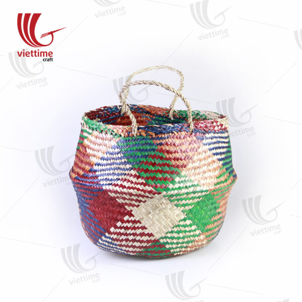 Colorful Cross Zigzag Belly Seagrass Basket