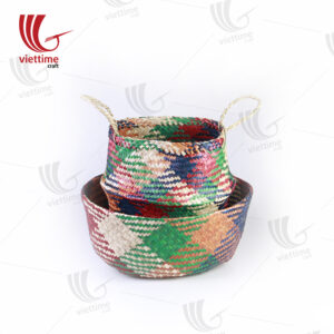 Colorful Cross Zigzag Belly Seagrass Basket