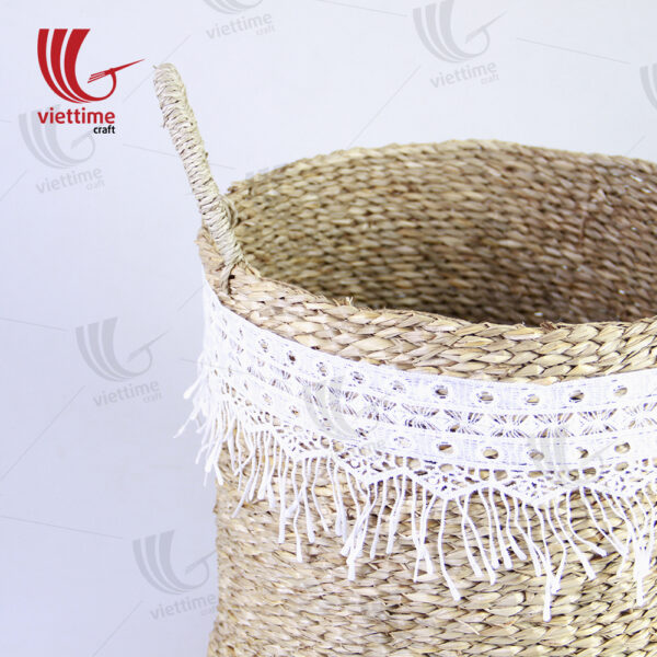 Seagrass Laundry Basket With Lace Fabric