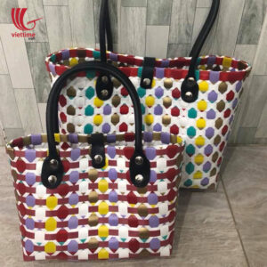 Hive Colorful Woven Plastic Tote Handbag