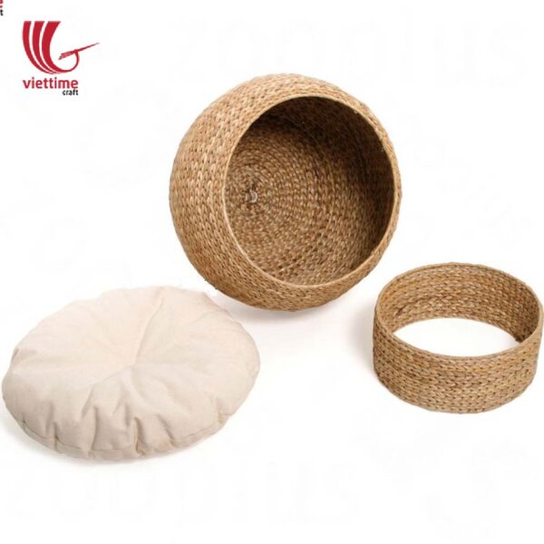 Woven Water Hyacinth Cat Dome Bed