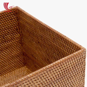 Small Basket Rectangle Brown Rattan Storage