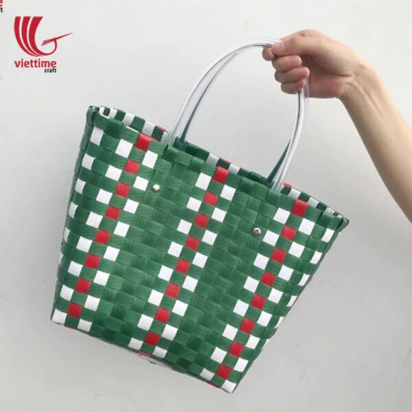 Elegant Handmade PP Woven Green Plastic Bag