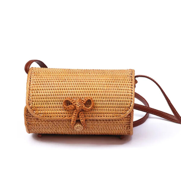 Rattan Bag sku M00531 Leather Handle/ Viettime Craft
