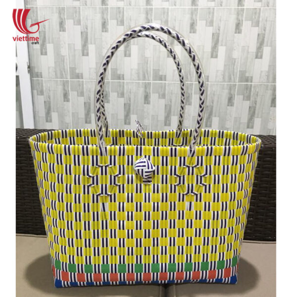 HandWoven Plastic Market Bag with Button