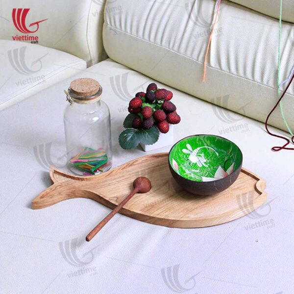 Fish Shaped Wooden Tray For Serving Food
