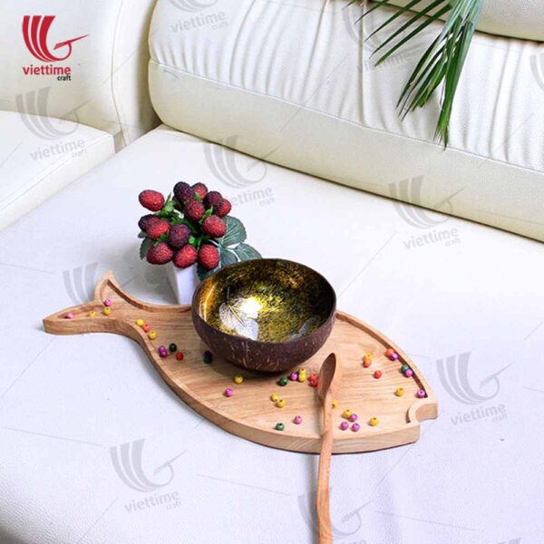 Fish Shaped Wooden Tray For Serving Food
