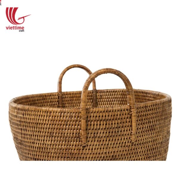 Large Natural Handwoven Rattan Laundry Basket