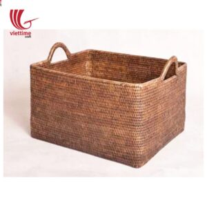 Home Rattan Storage Basket with Ear Handles