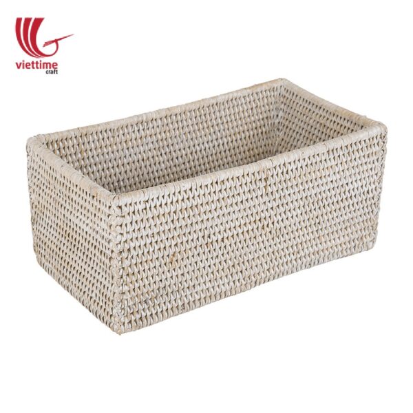 Home Improvement White Rattan Shelf Basket