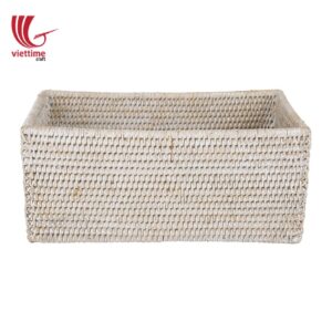 Home Improvement White Rattan Shelf Basket