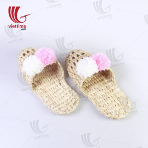 Slippers Dry Water Hyacinth With Pompom