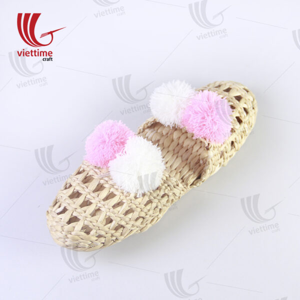 Slippers Dry Water Hyacinth With Pompom