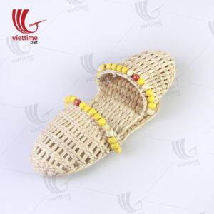 Water Hyacinth Slipper With Wooden Beads