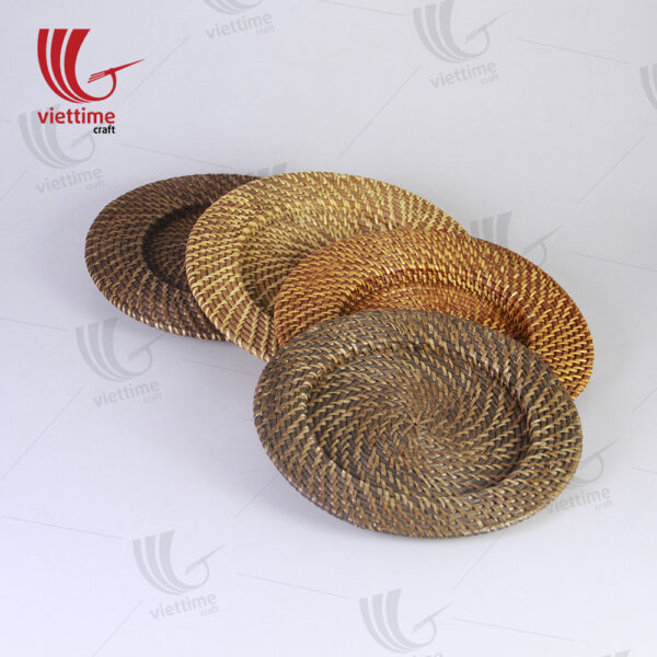 Brick Brown Round Rattan Charger Plates