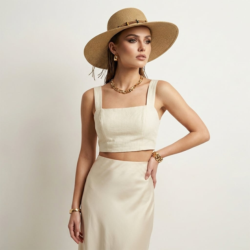 Light Brown Woven Recycled Paper Hats With Wide Brim - Image 6