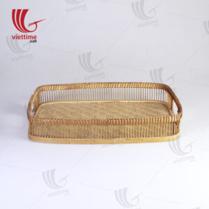 Handcrafted Brown Rectangle Bamboo Tray