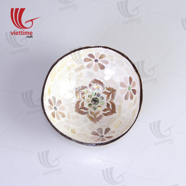 White Inlaid Mother Of Pearl Coconut Bowl