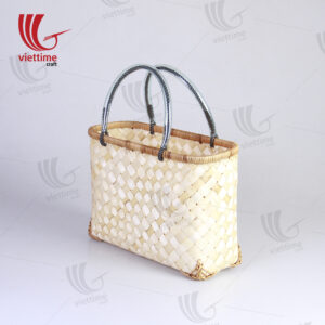 Simple Woven Pattern Bamboo Tote Handbags