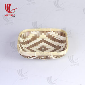 Vintage Styled Bamboo Woven Tray Set Of 2