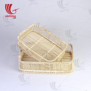 Woven Bamboo Breakfast Serving Tray Set Of 2