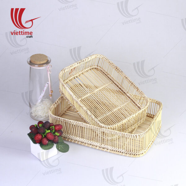 Woven Bamboo Breakfast Serving Tray Set Of 2