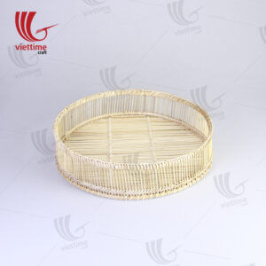 Handcrafted Round Woven Bamboo Tray Set Of 2