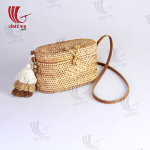 Rattan Shoulder Box Bag With Soft Tassel