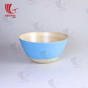 Blue Lacquered Bamboo Bowl Set Of 2
