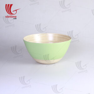 Green Lacquered Bamboo Bowl Set Of 2