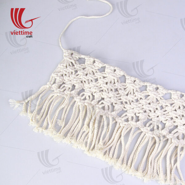 Seagrass Basket With Cream Fabric Macrame