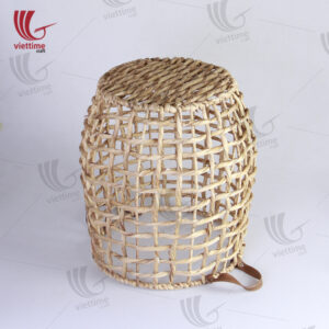 Water Hyacinth Laundry Basket With Leather Handle