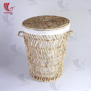 Water Hyacinth Laundry Basket With Fabric Inside