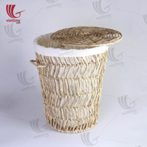 Water Hyacinth Laundry Basket With Fabric Inside