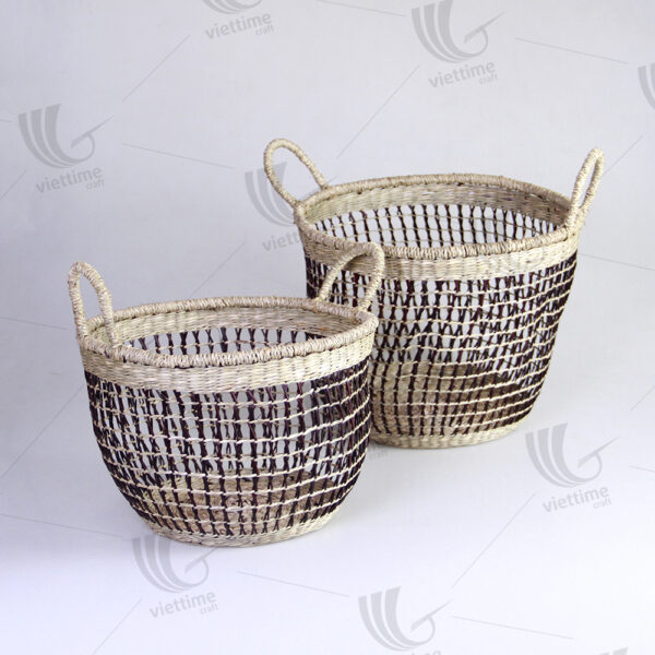 Seagrass Storage Baskets With Handle Set Of 2