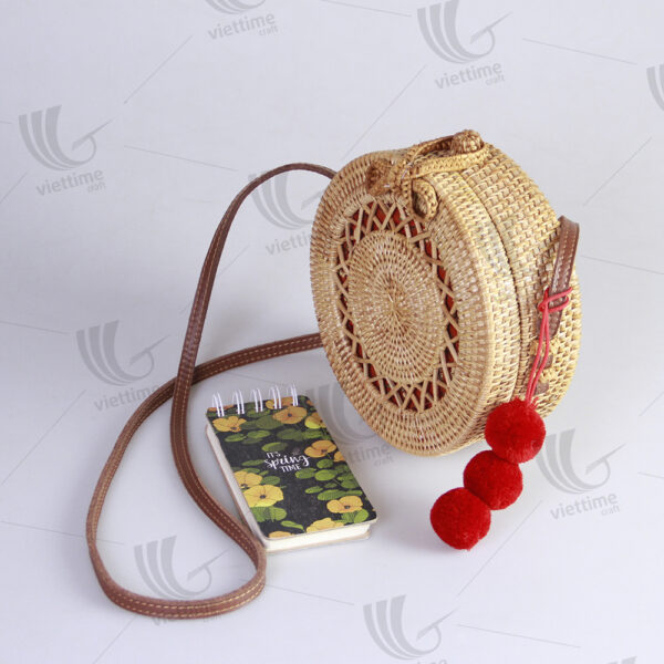 Bali Rattan Woven Crossbody Bag With Tassel