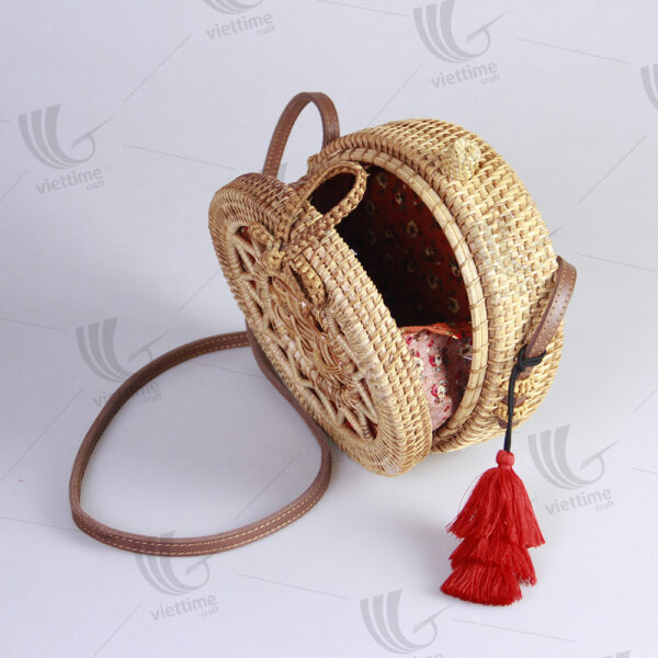 Handwoven Summer Rattan Bag With Tassel