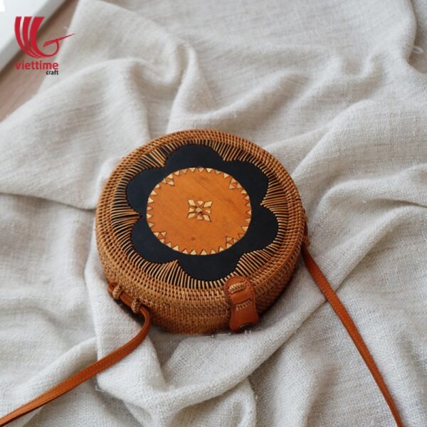 Handmade Wood Carving Rattan Crossbody Bag